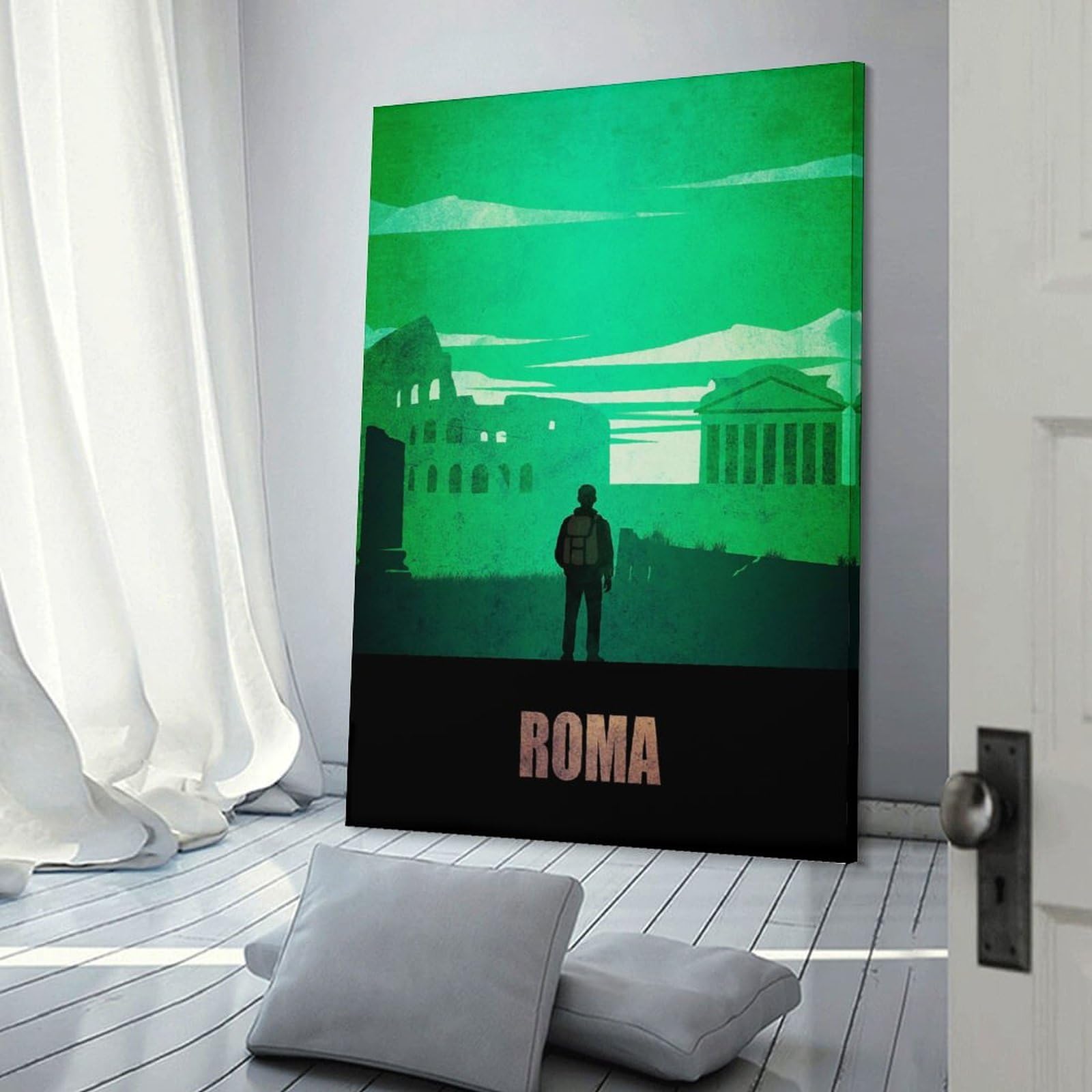 Junmoney Decorative Canvas Print Roma Travel, 20x30inch(50x75cm), for Entrance Spaces, Stair Walls Or Halls, A Neat Decor Update for Hallways