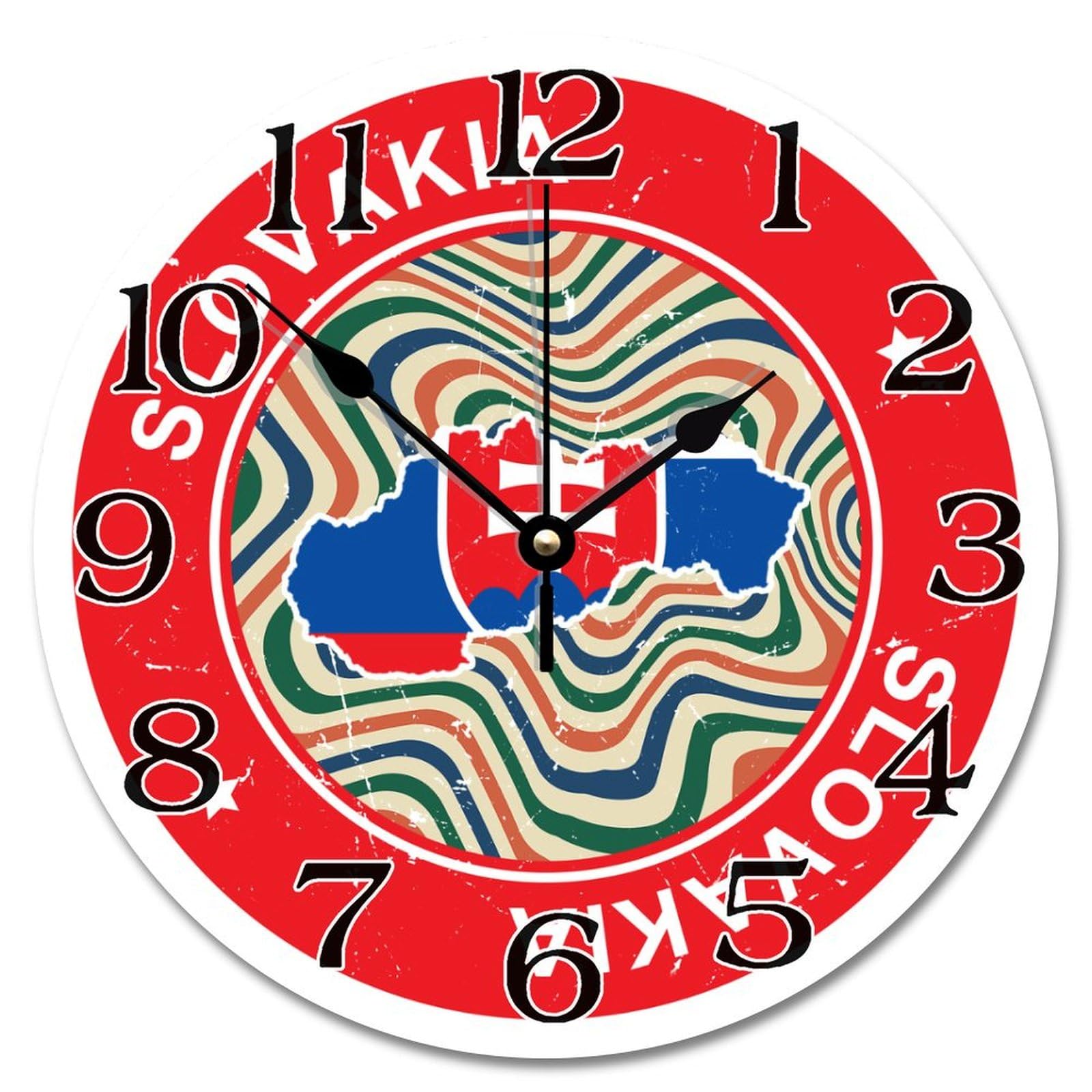Horloge murale Slovaquie de 38,1 cm en style rétro coloré pour salon et cuisine