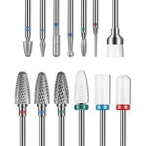 Depvko 13PC Nail Drill Bits Set Drill Bits for Nails 3pcs Tungsten Carbide Drill Bits 3pcs Ceramic Efile