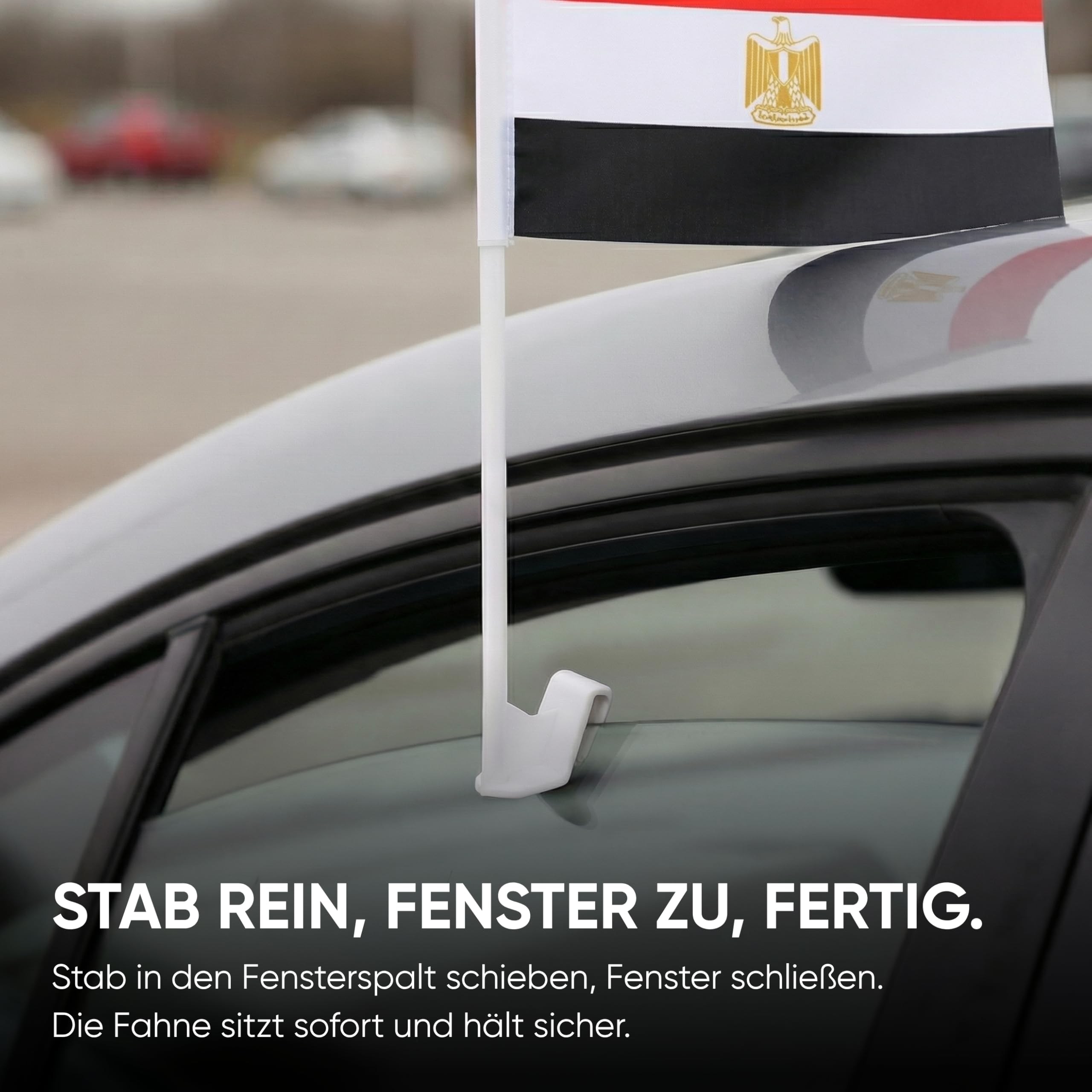 2er Set Auto Fahne Ägypten - Autofahnen Ägyptische Flagge 30 x 45 cm, Fußball Fanartikel, WM & EM, Länderflagge Ägypten