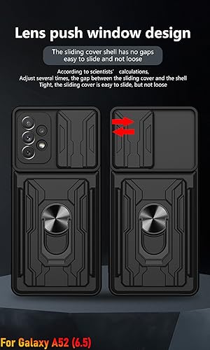 Miniatura 5 de Funda tipo cartera para Galaxy A52 (5G), ranura para tarjeta de crédito, diseño portátil, resistente de doble capa acolchada de goma protectora para