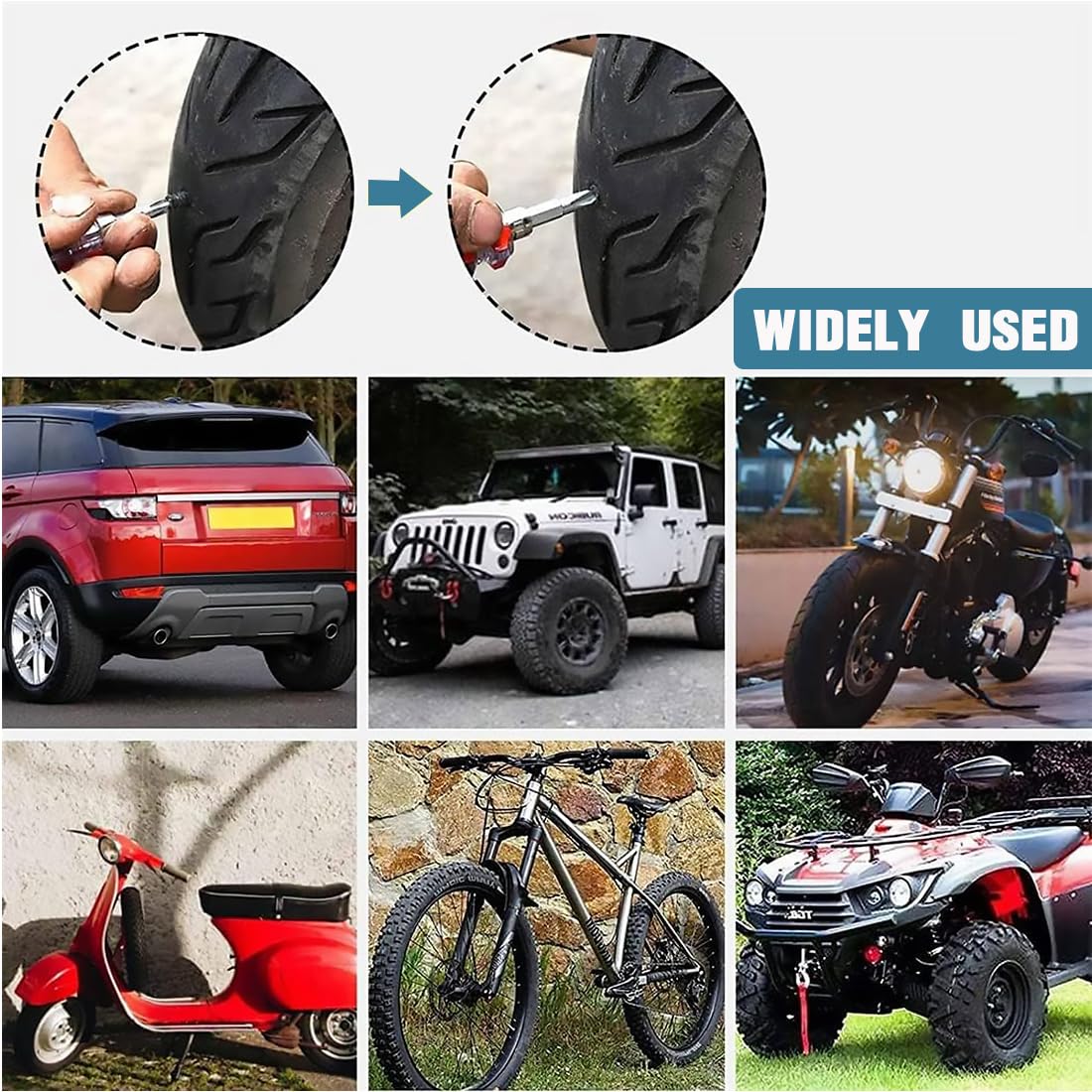 Kit Riparazione Pneumatici 10 Viti Con Mastice - Per Auto, Moto, Bici, Camion, Riparazione Sottovuoto - Foto 5