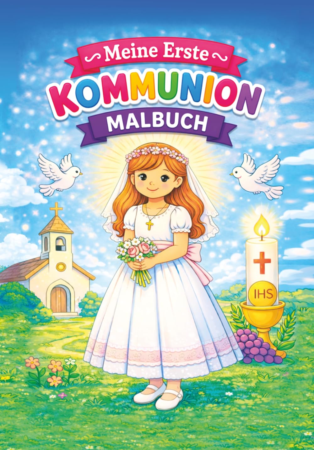 Meine erste Heilige Kommunion – Malbuch für Mädchen: Liebevolle Ausmalbilder zum Thema Glaube für Kinder von 4 bis 10 Jahren | Ein besonderes Geschenk zur Erstkommunion