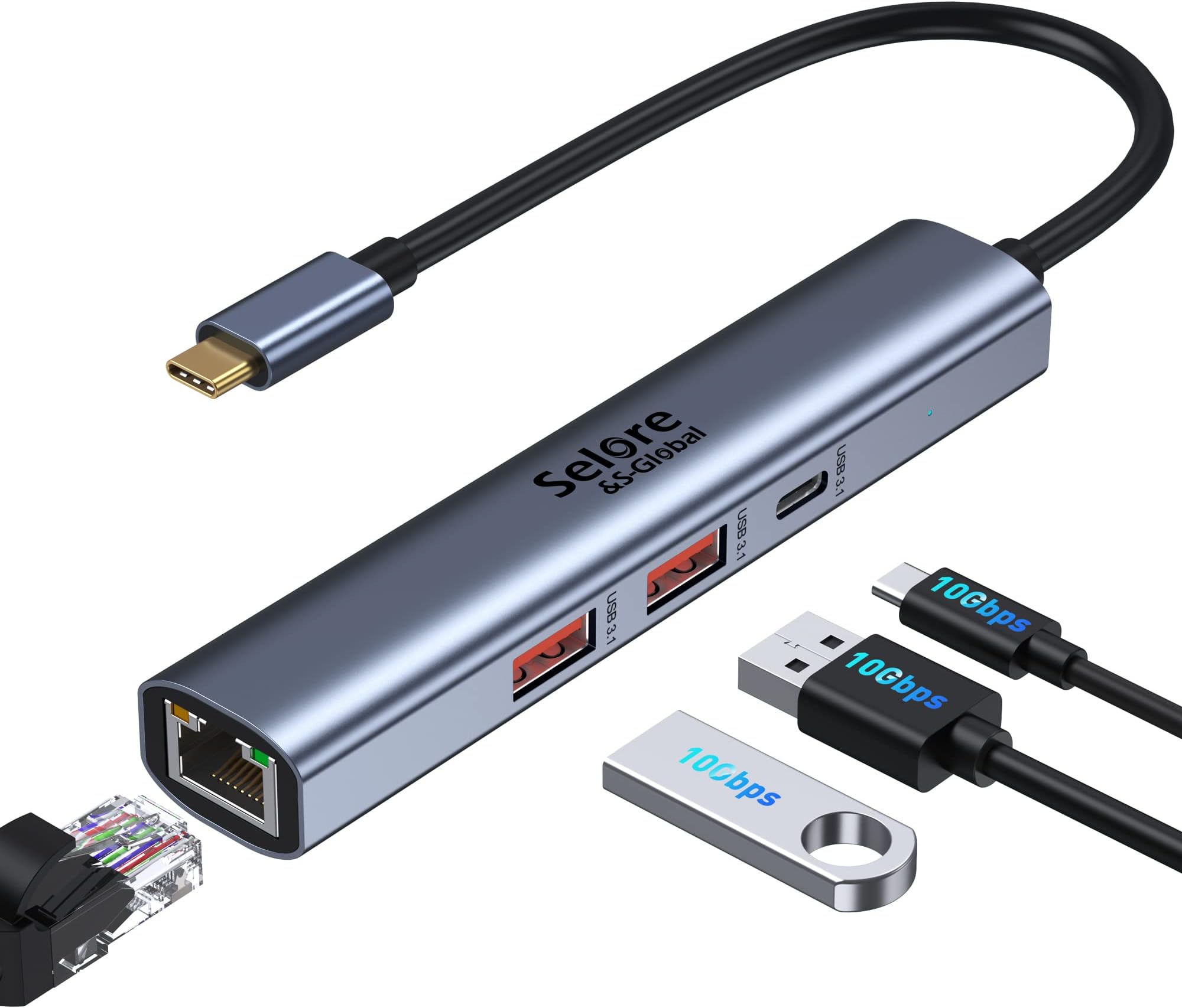 Hub Adattatore Di Rete USB 3.0 Gigab Ethernet Lan RJ45 A 3 - Foto 5