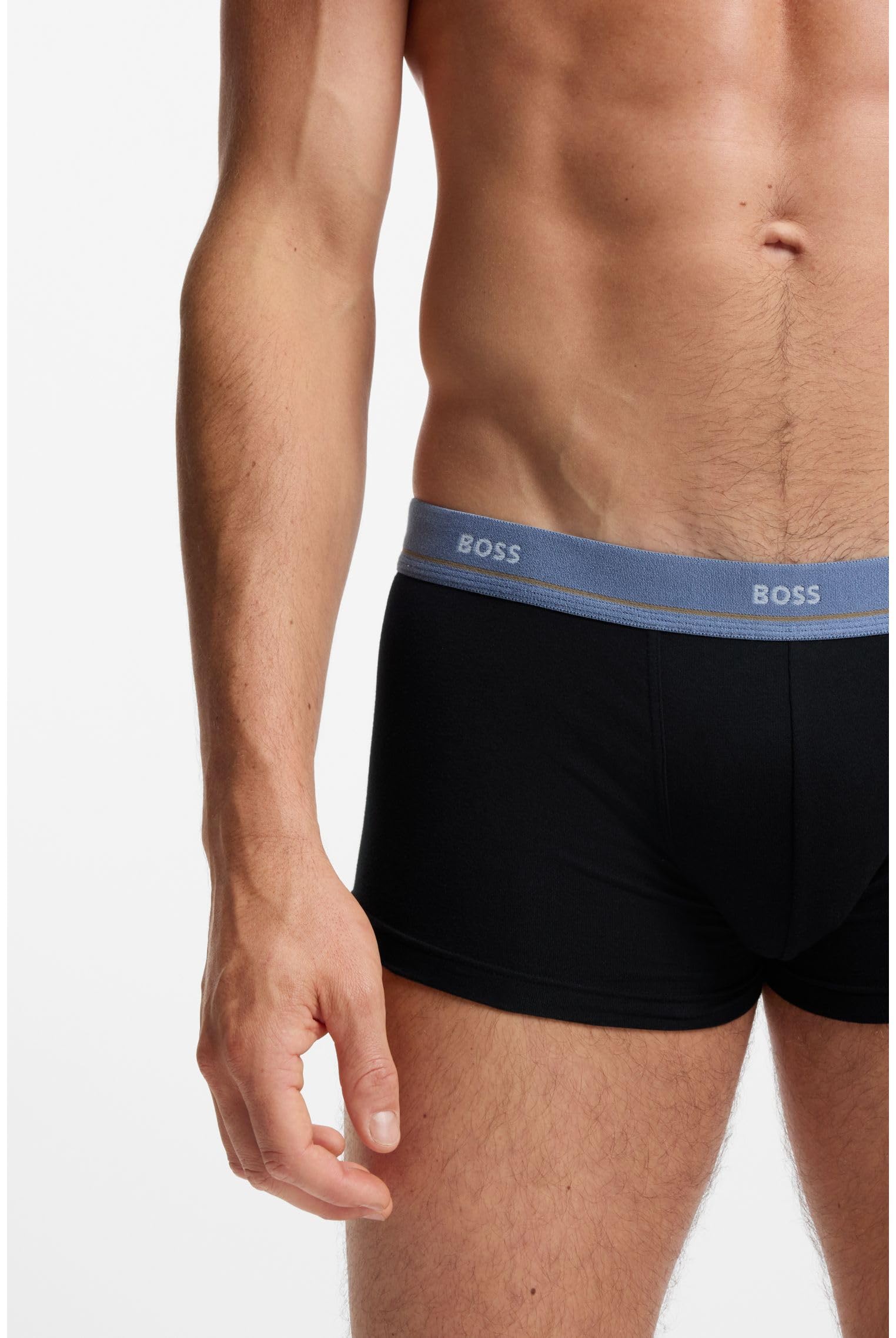 BOSS Herren Trunk 5P Essential Fünferpack eng anliegende Boxershorts mit kurzem Bein aus Stretch-Baumwolle mit Logos am Bund