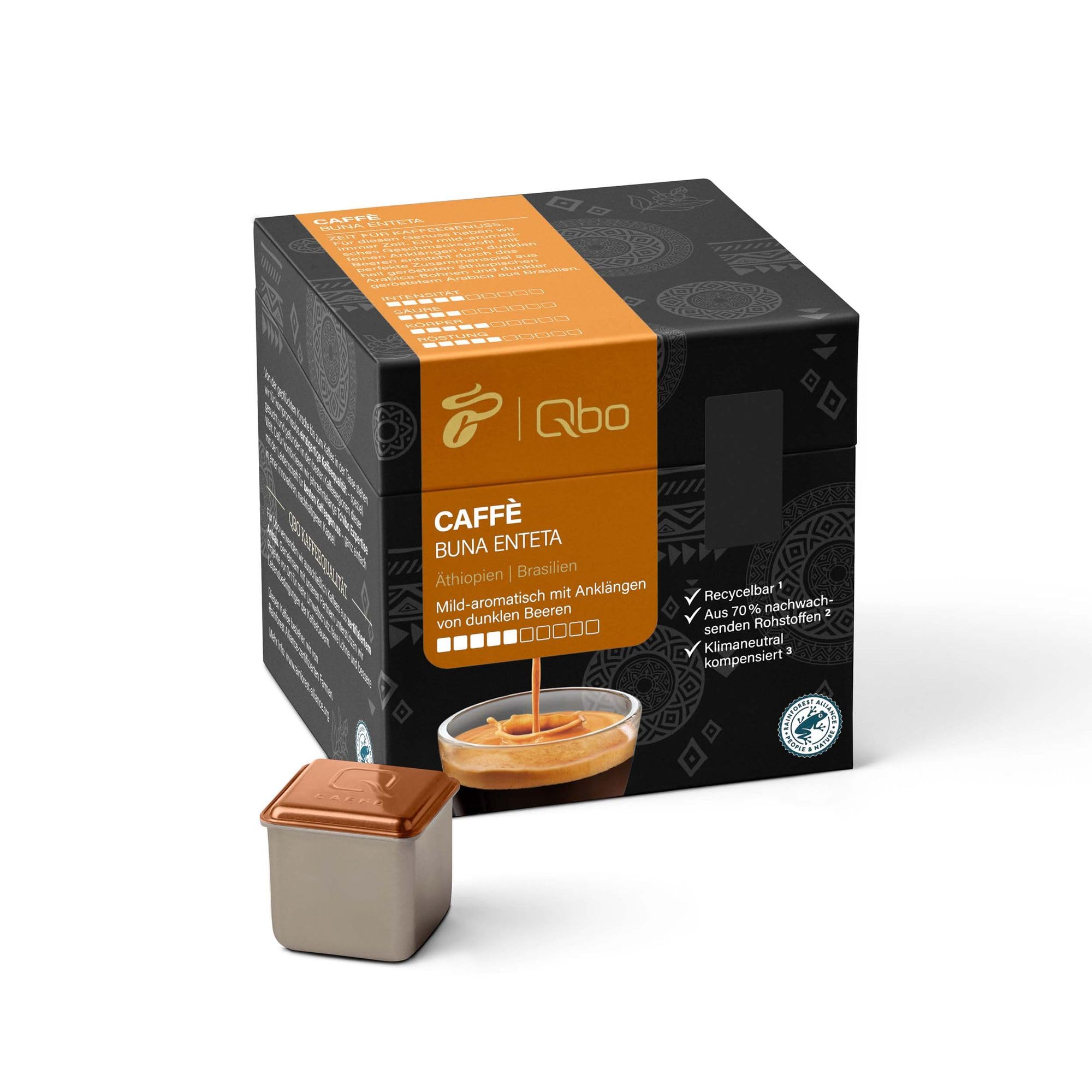 Tchibo Qbo Caffè Buna Enteta Premium Kaffeekapseln, 27 Stück (Caffè, Intensität 04/10, mild-aromatisch), nachhaltig, aus 70% nachwachsenden Rohstoffen & klimaneutral kompensiert