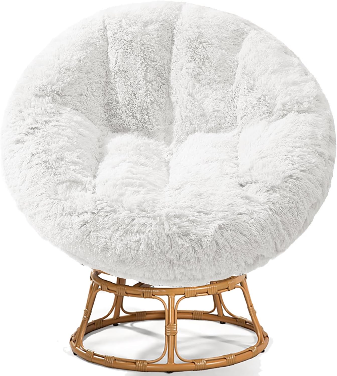 AEHISDHIE Fluffy Papasan Chair Cushion Cover with 8 Ties Faux Fur Zippered Papasan