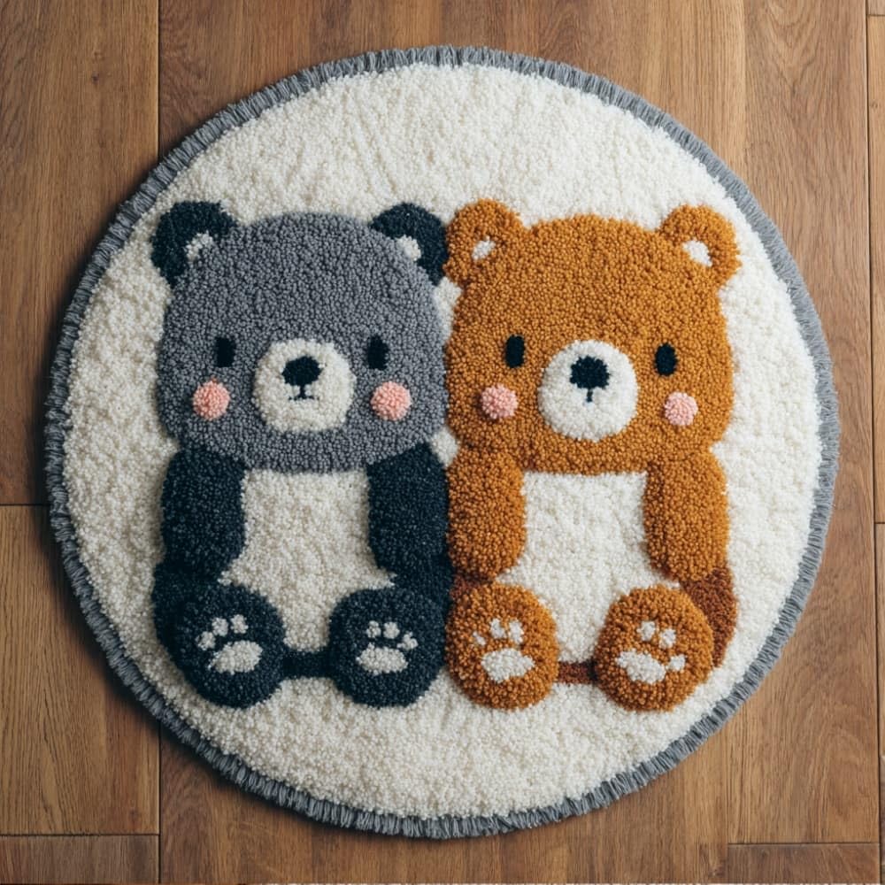 Round Latch Hook Rug Kits Cartoon For Adults And Starter 50*50Cm