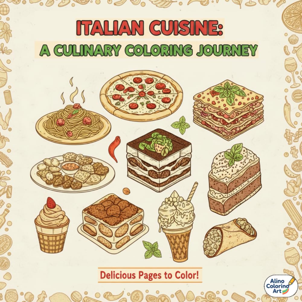 ITALIAN CUISINE: A Culinary Coloring Journey: Delicious Pages to Color!