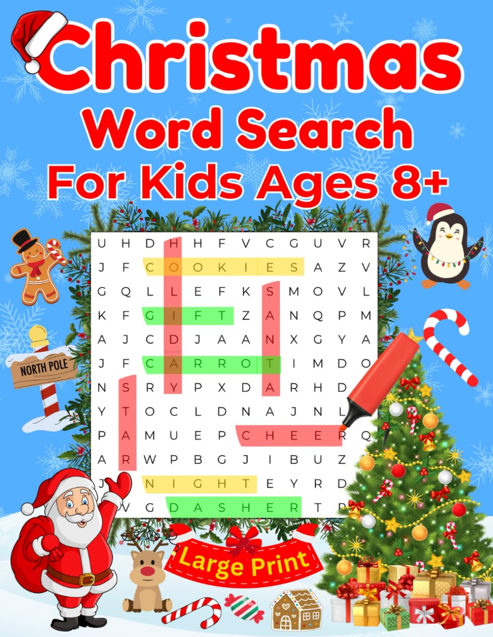 Christmas Word Search for Kids Ages 8+: 100 Large Print Festive Puzzles with Fun Facts & Solutions | 1000 words to Enjoy & Boost Vocabulary