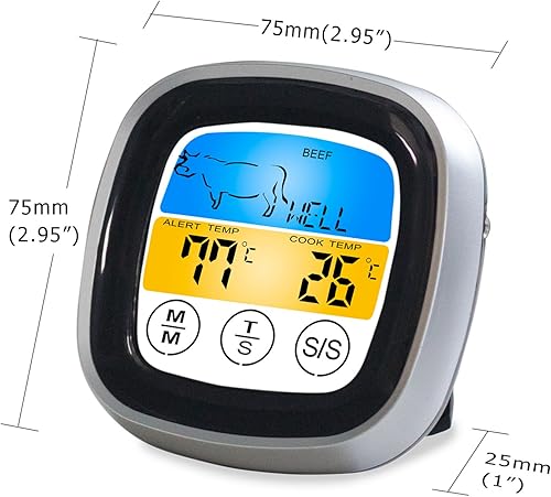 Miniatura 6 de Termómetro digital de carne, pantalla táctil a color, termómetro de lectura instantánea para alimentos, para cocinar, barbacoa, horno, cocina,