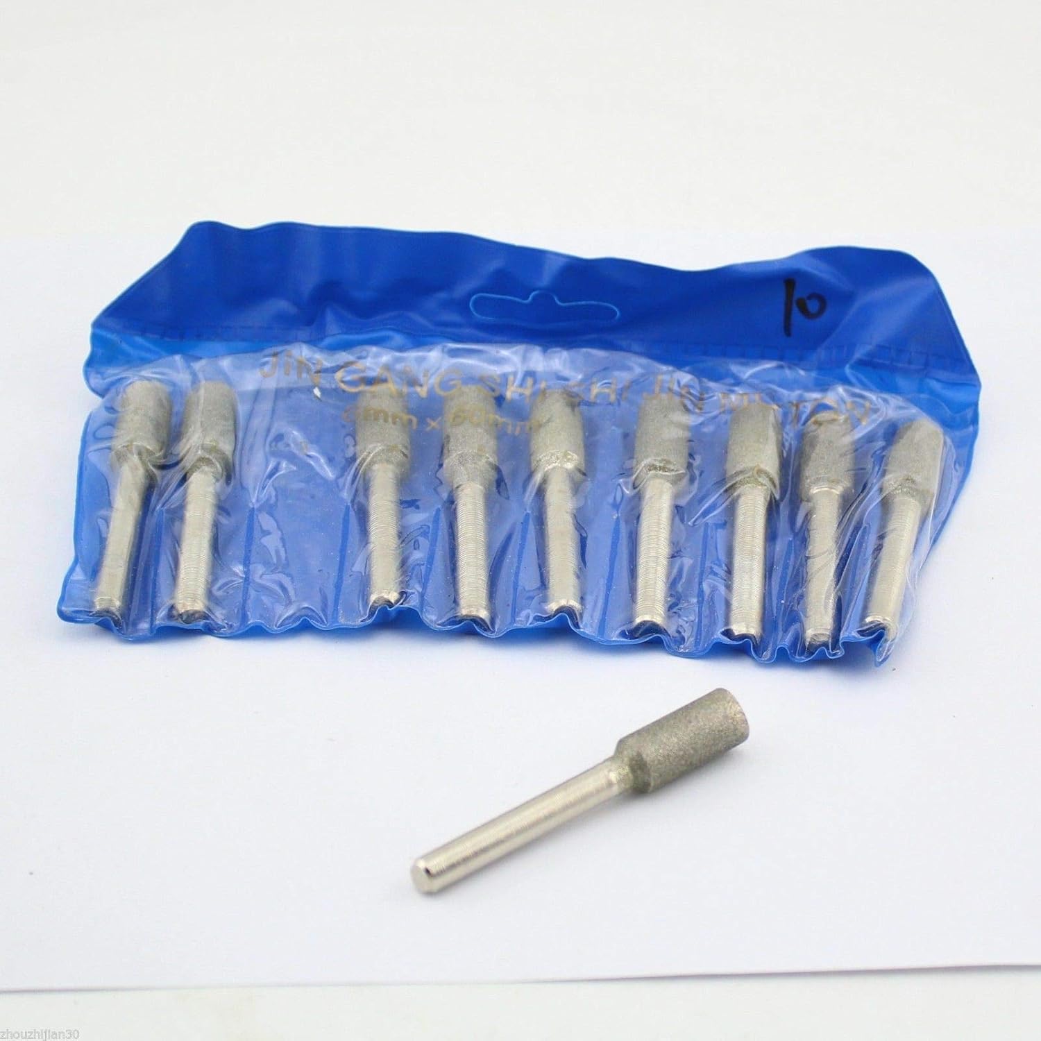 Abrasive Tools 10Pcs Cylinder 10mm 3/8" Inch Diamond Coated Rotary