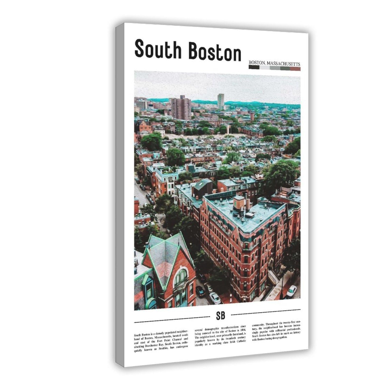 Wcyb Frame South Boston Massachusetts Usa The United States Of America Scenery Travel Posters Prints Canvas Deco Paintings Wall Art Hangable 24" L X 36" W