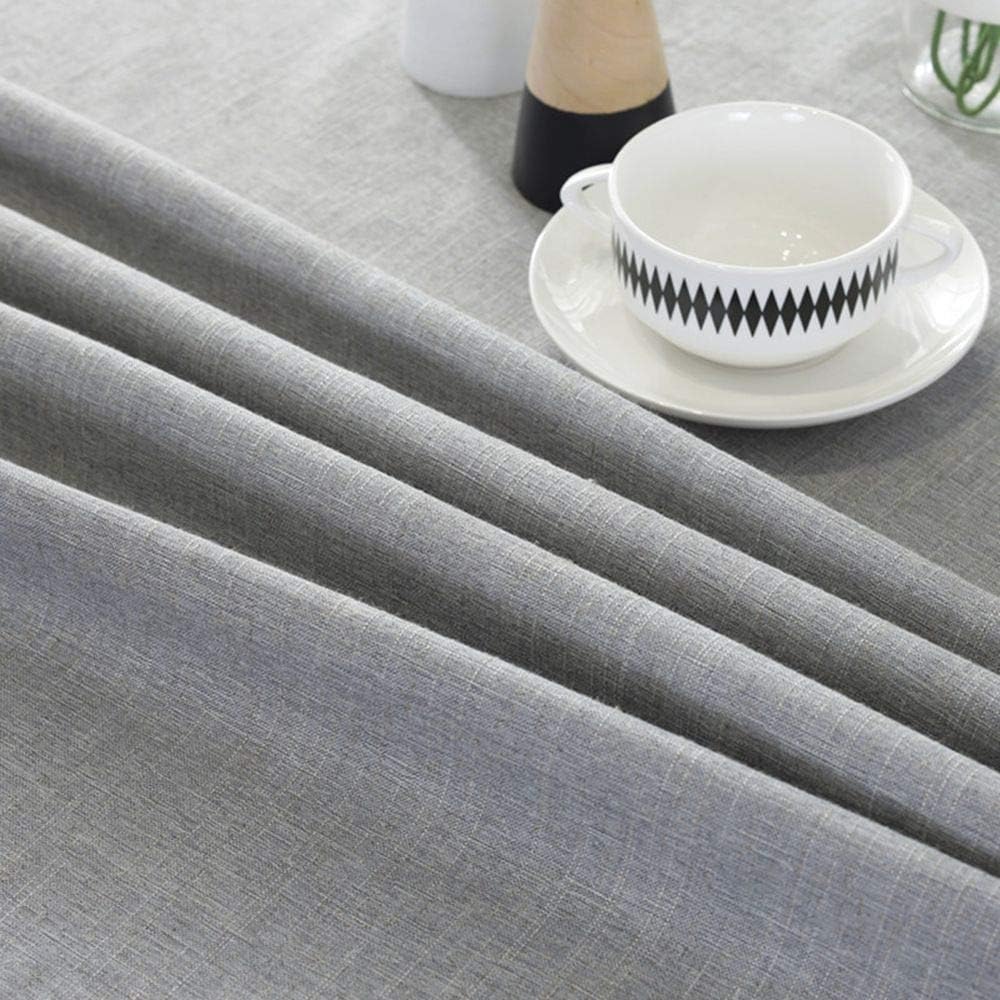 HINMAY Round Tablecloth, Tassel Table Cover for Kitchen Dinner Table, Decorative Solid Color Table Desk Cover,Diameter 60" (Gray)