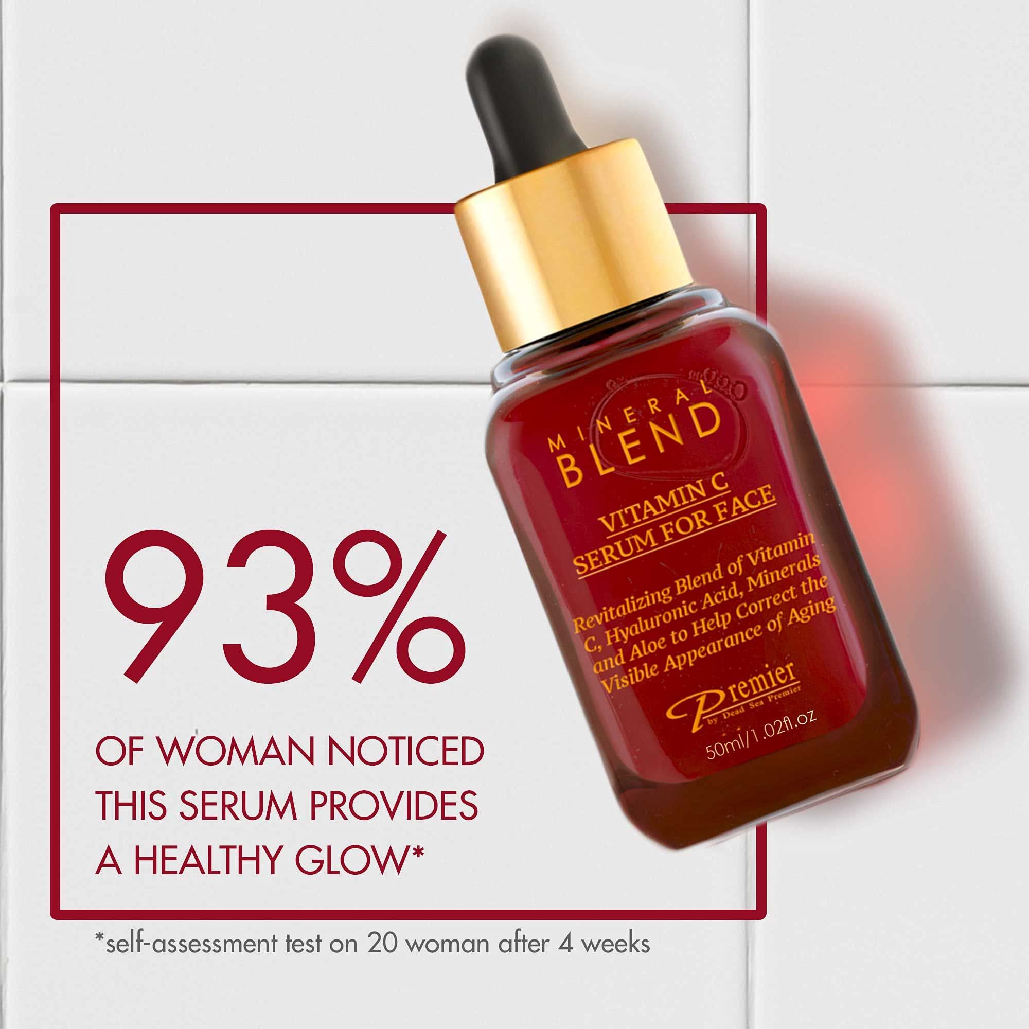 Vitamin C Facial Serum with Hyaluronic Acid & Rose Hips Oil – Cosmetic Face Serum, Mineral Blend by Premier Dead Sea, 1.7 fl oz