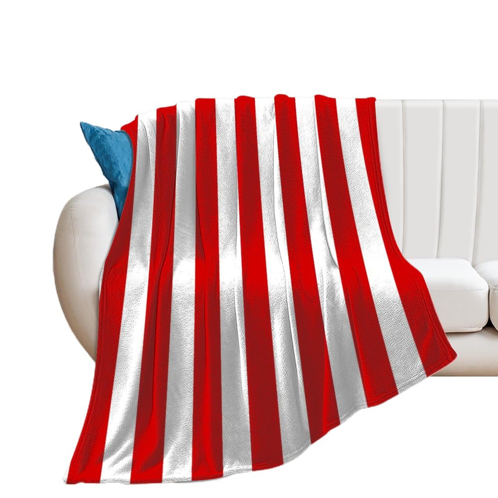 Plush Throw Blanket Red and White Stripes Soft Cozy Blanket Flannel Blankets All-Season for Sofa Couch Bed, 40" X 50"