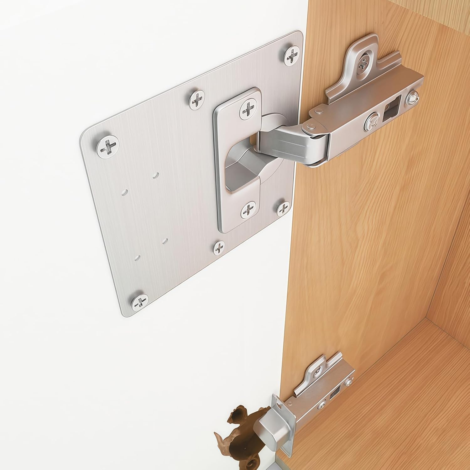 Pack of 12 Hinge Repair Plate in Wide Square and U Shape, Repair Piece for Side Hinge Plate, Cabinet Door Hinge Repair Kit with Screws, Stainless Steel Repair Plate for Doors, Windows