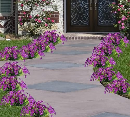 Miniatura 6 de 14 paquetes de flores artificiales para exteriores, plantas falsas de plástico para interiores, jardín, patio, porche, ventana, decoración, no