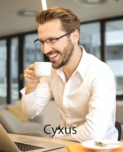 Miniatura 3 de Cyxus Lentes de luz azul para mujeres y hombres, con borde de alambre, lentes transparentes, lentes irregulares, de metal, bloqueo UV, montura de