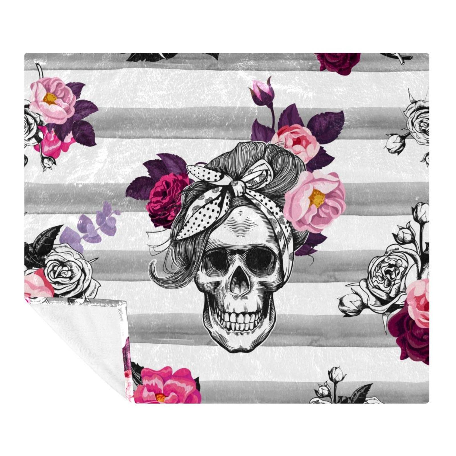 Couverture douce tête de mort plaid pour soirée cocooning salon