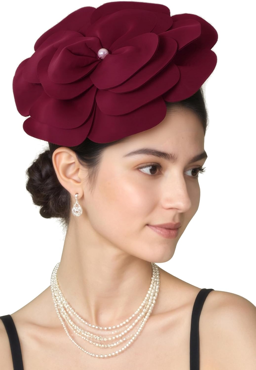 BABEYOND Fascinators Hats for Women - Tea Party Kentucky Fascinator Elegant Derby Hat Flower Church Headpiece with Pearl