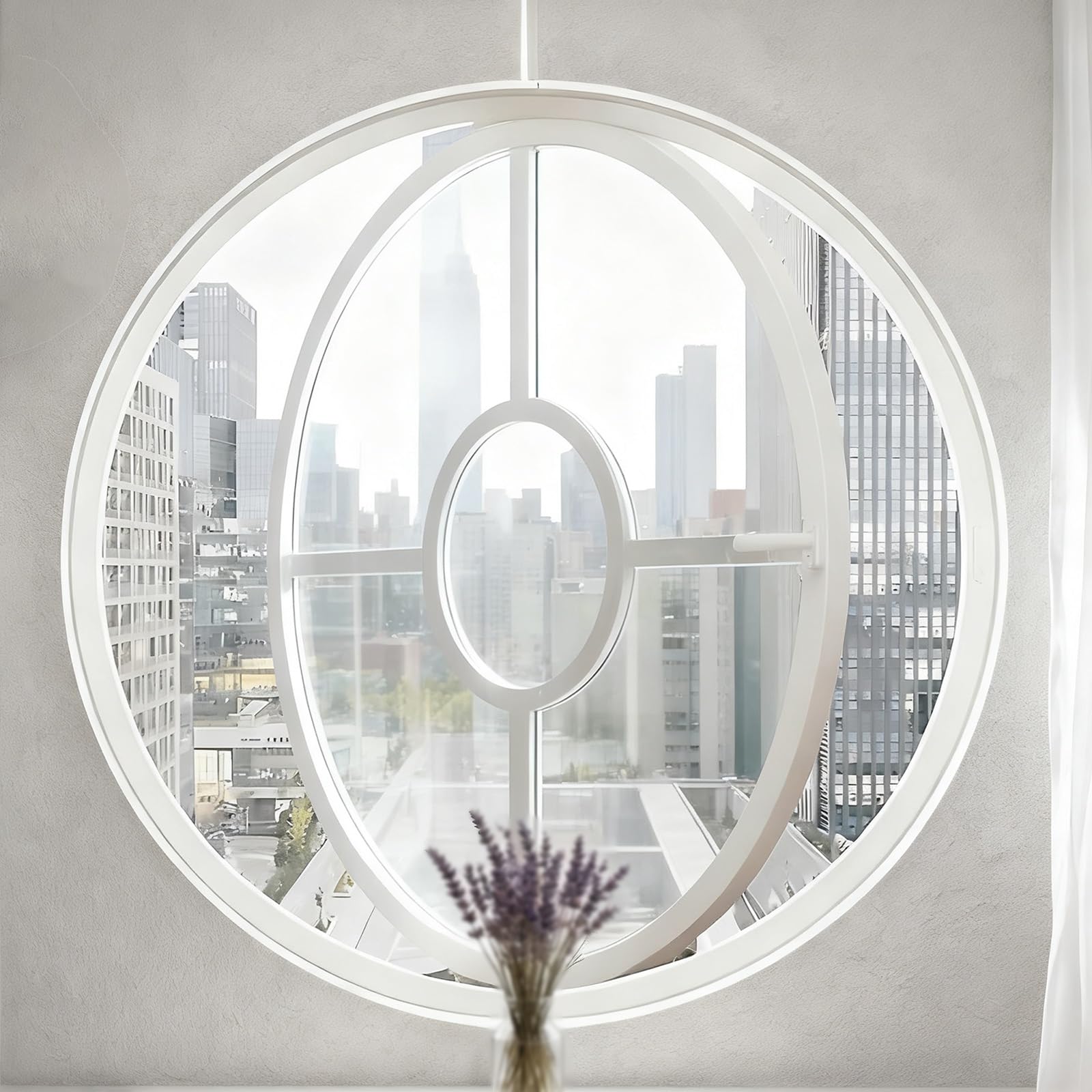 Ventana abatible de vidrio templado y marco de aluminio para ventilación de baño y cocina