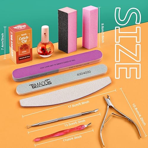 Miniatura 3 de TsMADDTs Kit de herramientas de manicura para el cuidado de uñas con 3 limas, 2 bloques de amortiguador, 2 amortiguadores de pulido, pinza de
