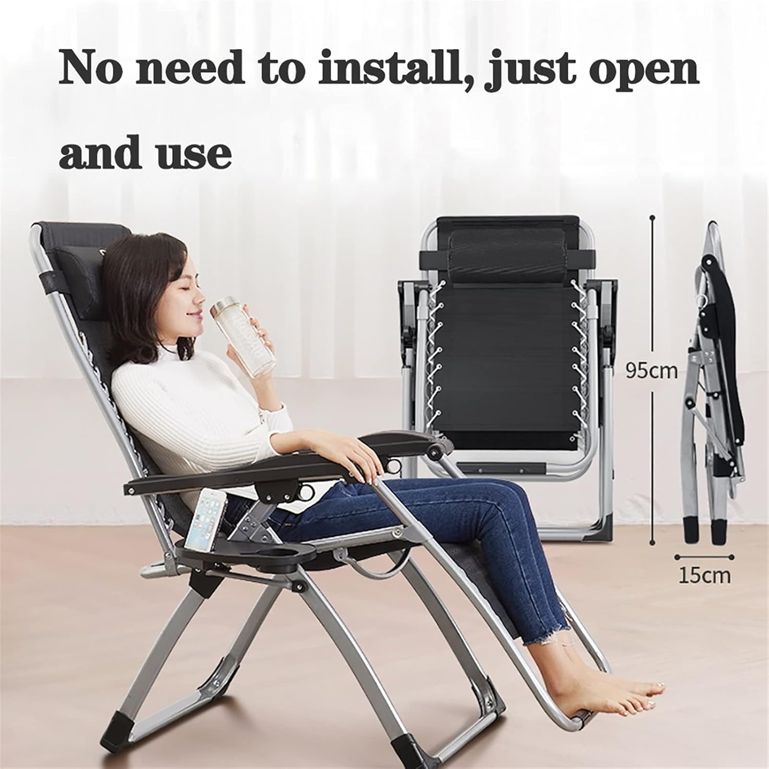 Lawn Chairs Zero Gravity Recliner Chair Patio Folding Lounge Chair,Adjustable Patio Reclining Chairs,Outdoor Lounge Chair Lawn Chair with Side Table and Adjustable Headrest ( Color : With blanket )