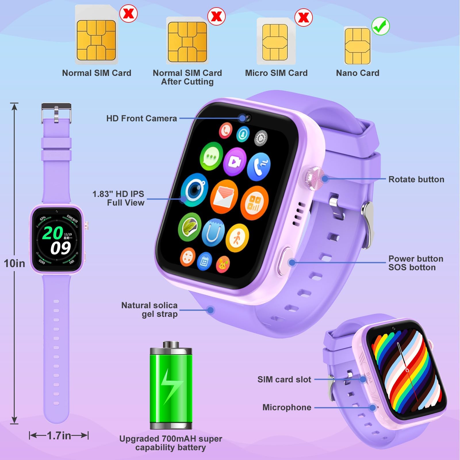 OKYUK - Reloj inteligente 4G para niños, rastreador GPS, múltiples estilos de computadora para elegir, llamadas bidireccionales, competencia de imagen, SOS, Wi-Fi, visualización táctil impermeable