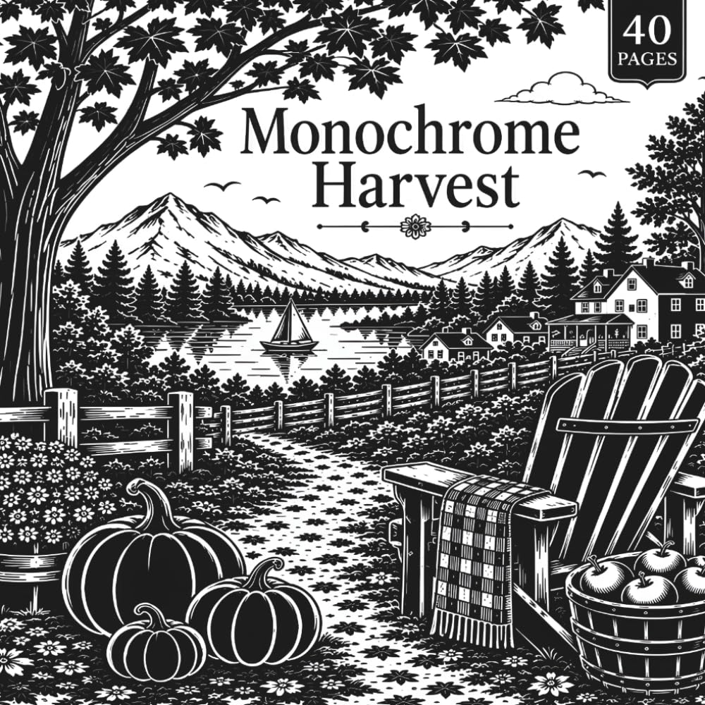 Monochrome Harvest: a monochrome coloring book