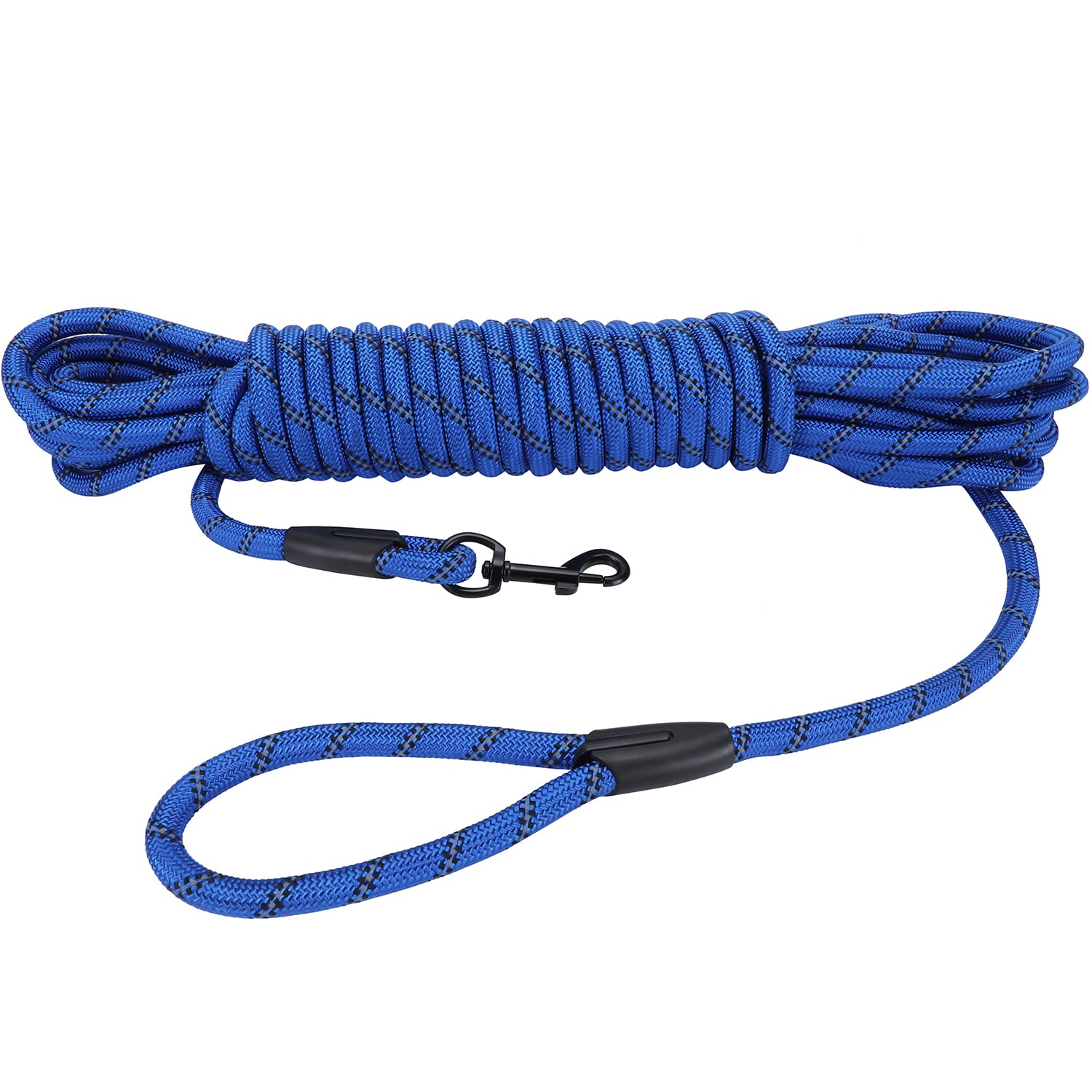 Long Dog Leash for Training 30Ft-Reflective Nylon Rope with Swivel Hook-Recall Agility Lead for Large Small Medium Dogs Outside Walking Hiking-Royal Blue Diam 1/2"