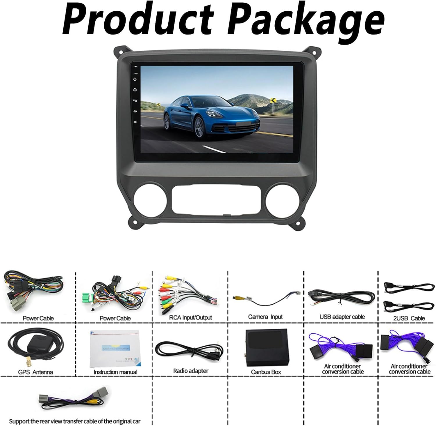Radio Android Car Stereo for Chevrolet Silverado (2014-2018),10.1 Inch Touch Screen Auto Navigation System with GPS WiFi Bluetooth FM Mirror Link + Backup Camera(Size:Octa Core 4+64 G)