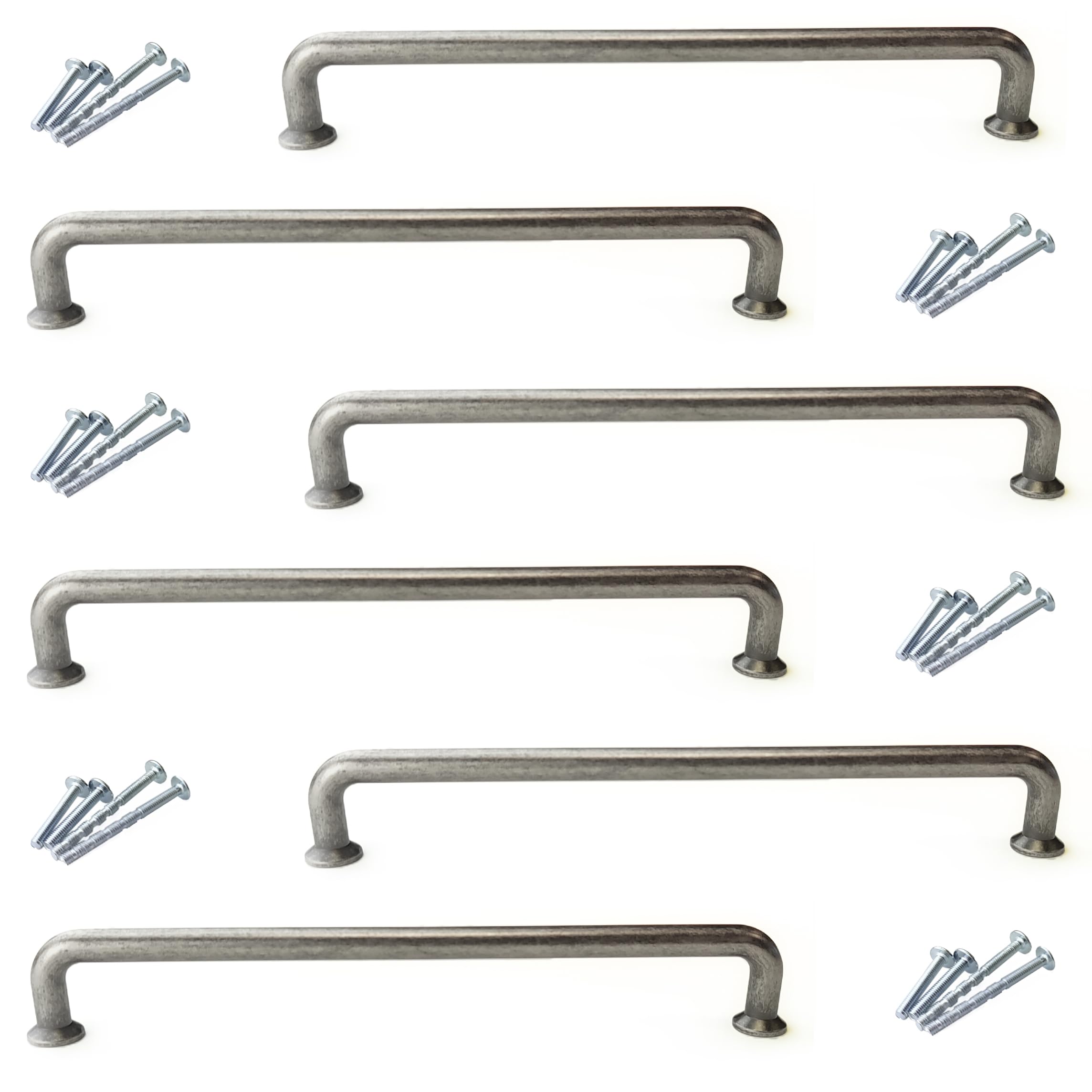 French Furniture Fittings Cupboard Pulls, Set of 6 Cabinet Handles, Antique Pewter