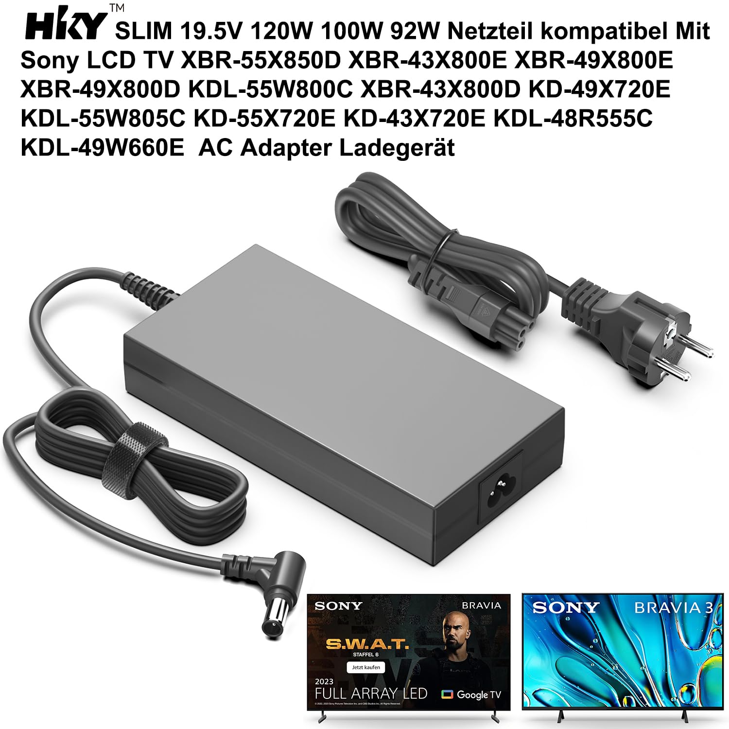 HKY TV Netzteil AC Adapter Ladegerät für 19,5V 6,2A für Sony Bravia TV ACDP-120E02 APDP-100A1/A KDL-49WD759 48W705C 43WE755 43W807C Sony Fernseher KDL-49WD755 KDL-49WD757