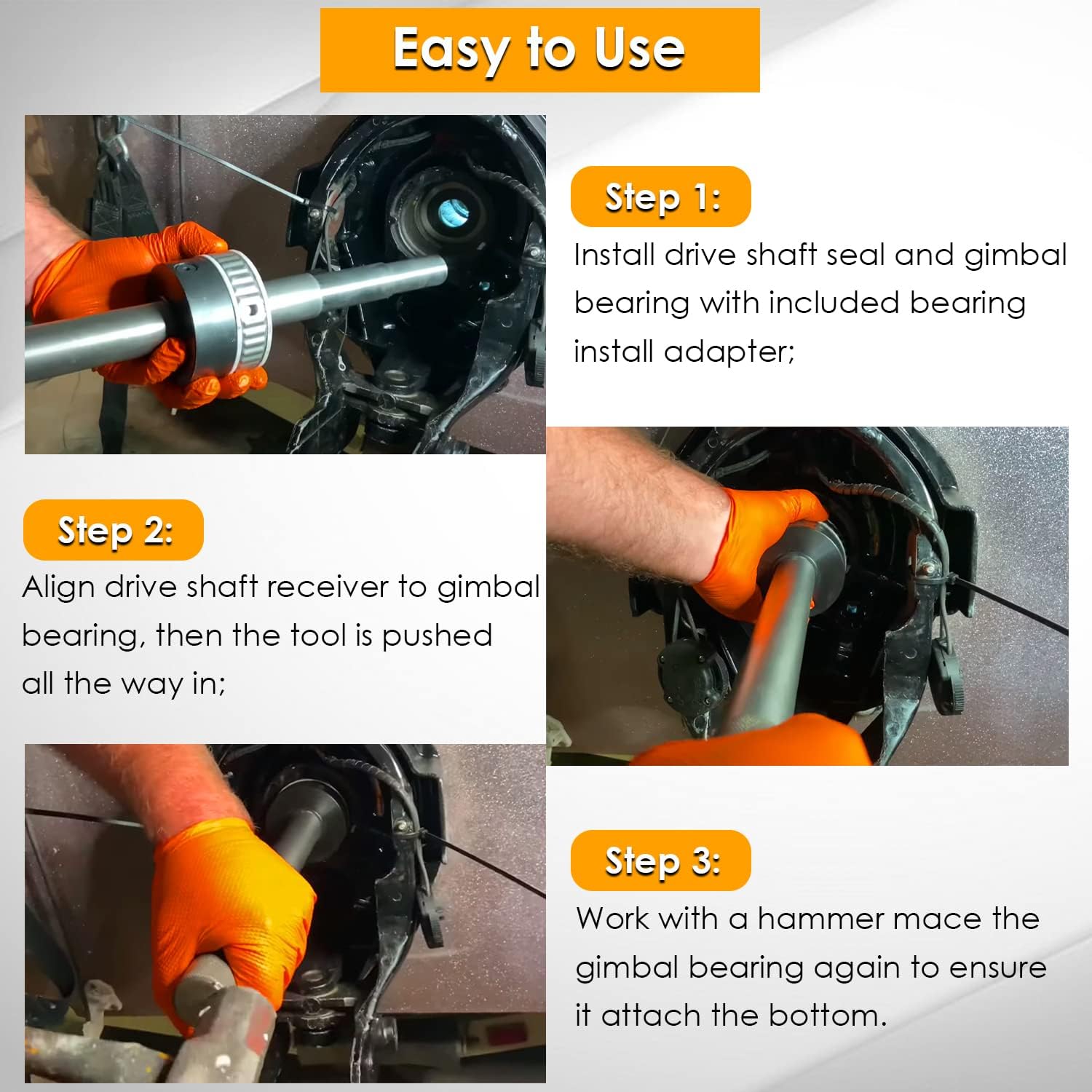 Gimbal Bearing Alignment and Install Kit, Heavy Duty Engine Alignment Tools Set Fits for Mercruiser Alpha 1 Bravo Volvo OMC MR Cobra (3 Pack)