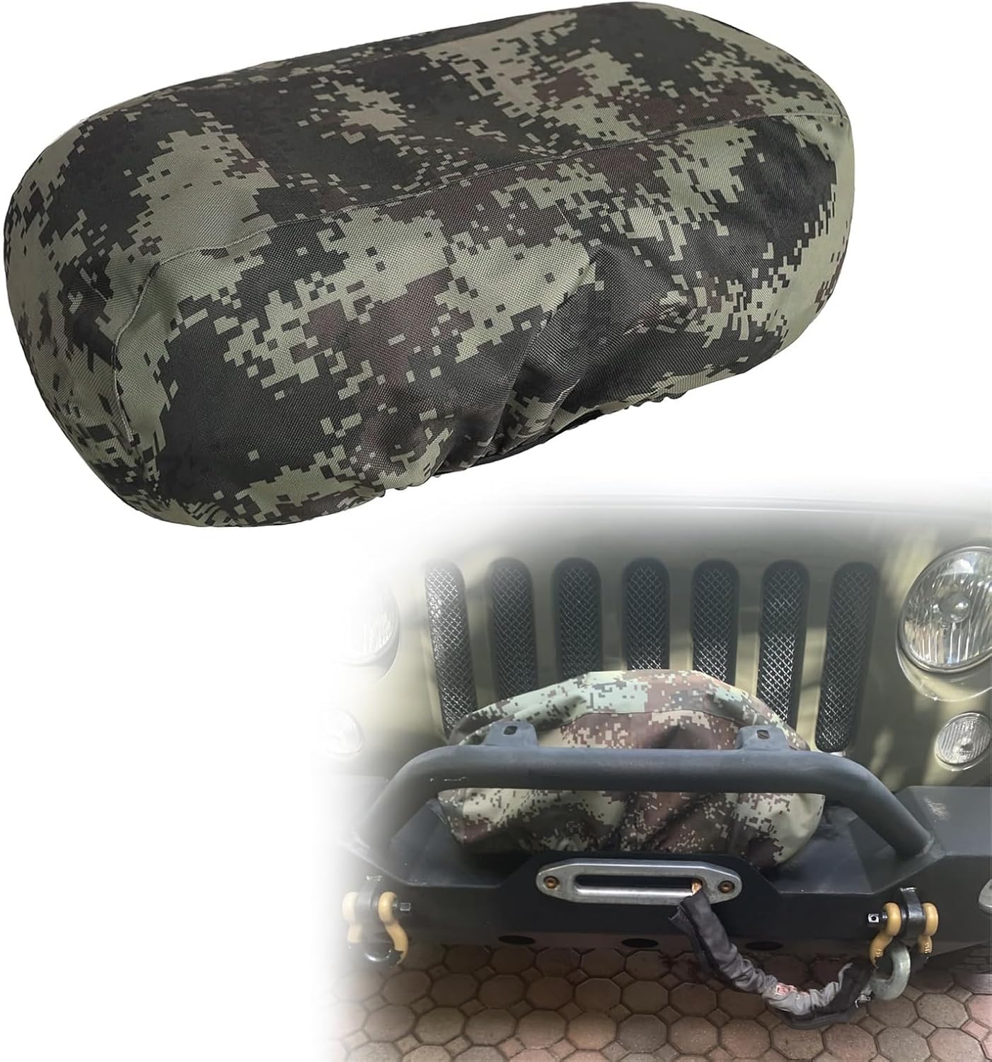 Winch Cover Waterproof Duarable Outdoor Winch Protection Covers for Most 8500-17500 Lbs Electric Winches Accessories 21.5” x 9.5” x 7.5” (Camouflage)