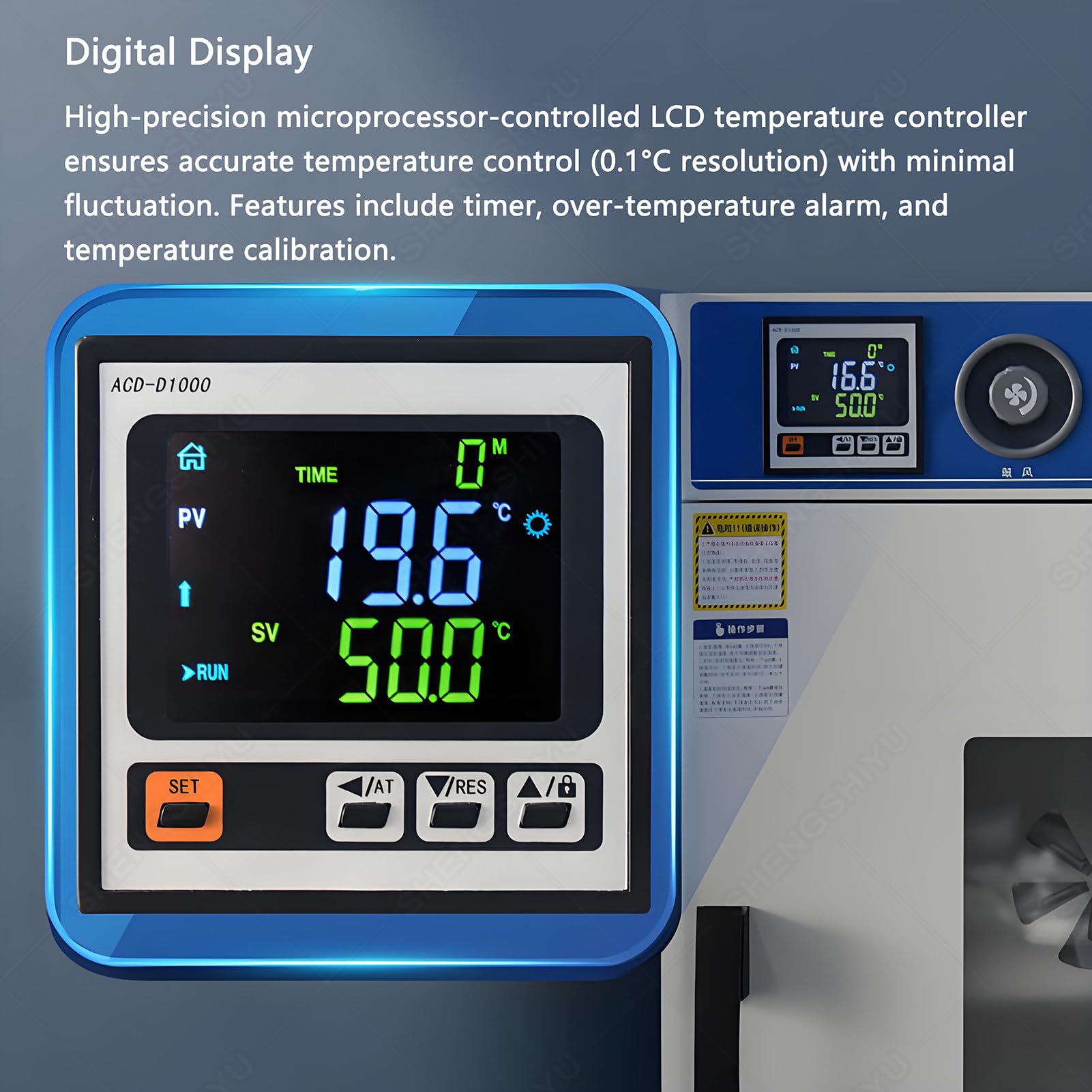 Labortrockenschrank Aus Edelstahl mit Konstanter Temperatur,Heckheizung,Einstellbare Hoch/Niedrig Temp,Timer,Zeitvorwahl,Zeitanzeige,Intelligentes Digitales Vakuummeter 16L