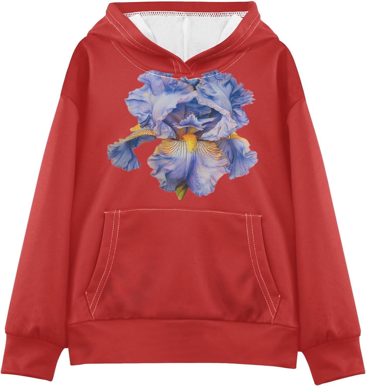 ALAZA purple Iris Flower Painting Hoodies Sweatshirt for Boys Girls Kids Hooded Pullover Top