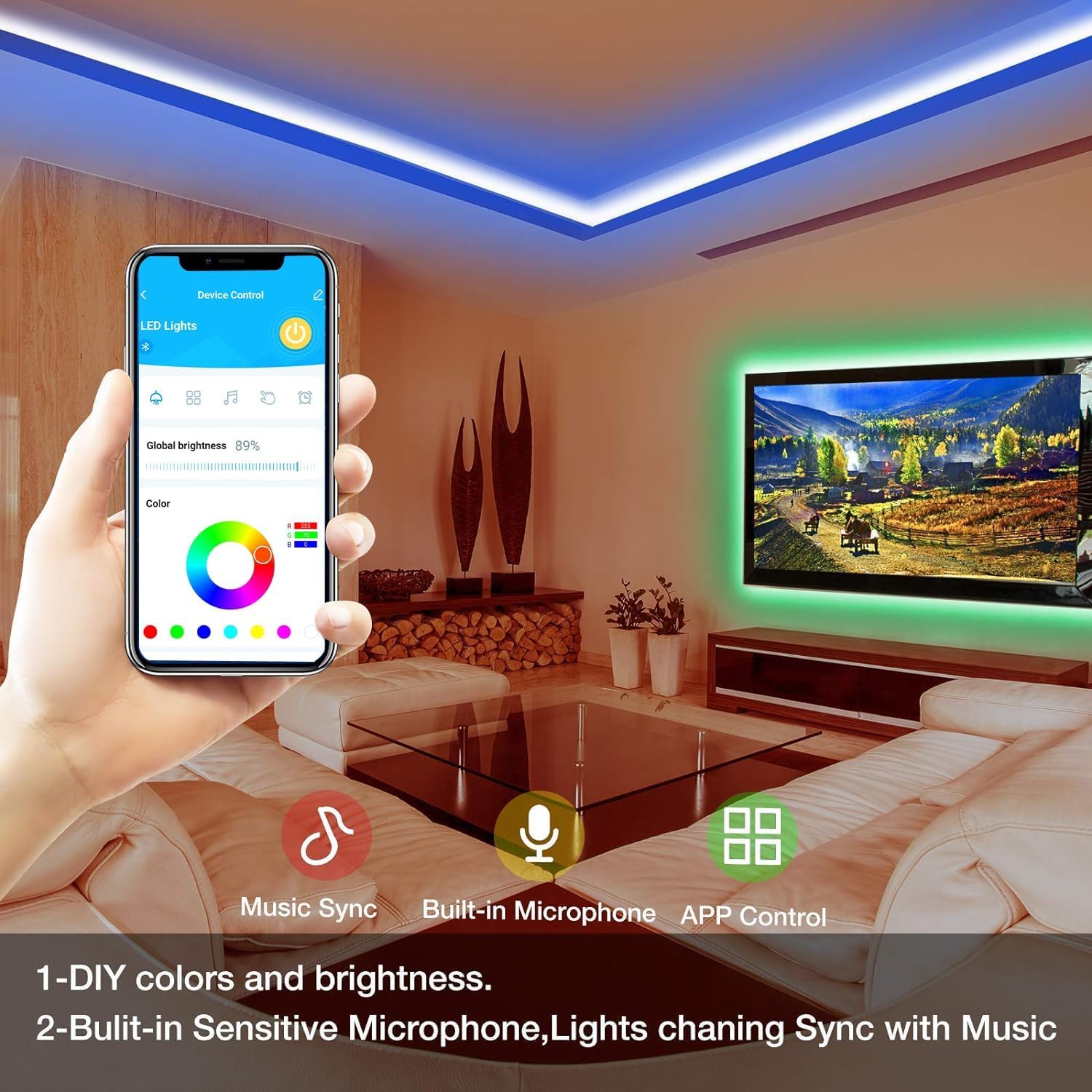 DAYBETTER LED Lights for Bedroom 132ft (2 Rolls of 65.6ft), Music Sync Color Changing Strip Lights with Remote, 24V Power Supply, Classroom Lighting, Room Decor for Teen Girls Boys Birthday Gifts: 300FT