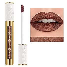 MAKI YIKA Brown Lipstick for Women Metallic Lipsticks Glitter Long Lasting Lipstick No Smudge No Transfer Liquid Lip Gloss (BR04 After Heat)