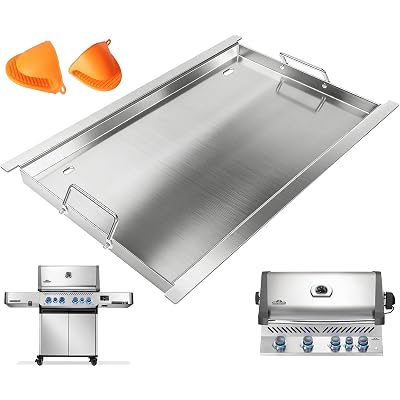 Full Size Griddle Insert for Napoleon Prestige PRO 500 & Built-in Prestige 500 Grills Accessories, BIP500RBNSS-3 P500RBPSS P500RSIBNK-3 P500 P500N Parts, 26.3"L x 17.7"W Stainless Steel Griddle Plate