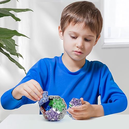 Miniatura 6 de Juego de 14 piezas magnéticas de esfera para la ansiedad, pentágonos, bloques de construcción, juguetes magnéticos para alivio del estrés, juguetes