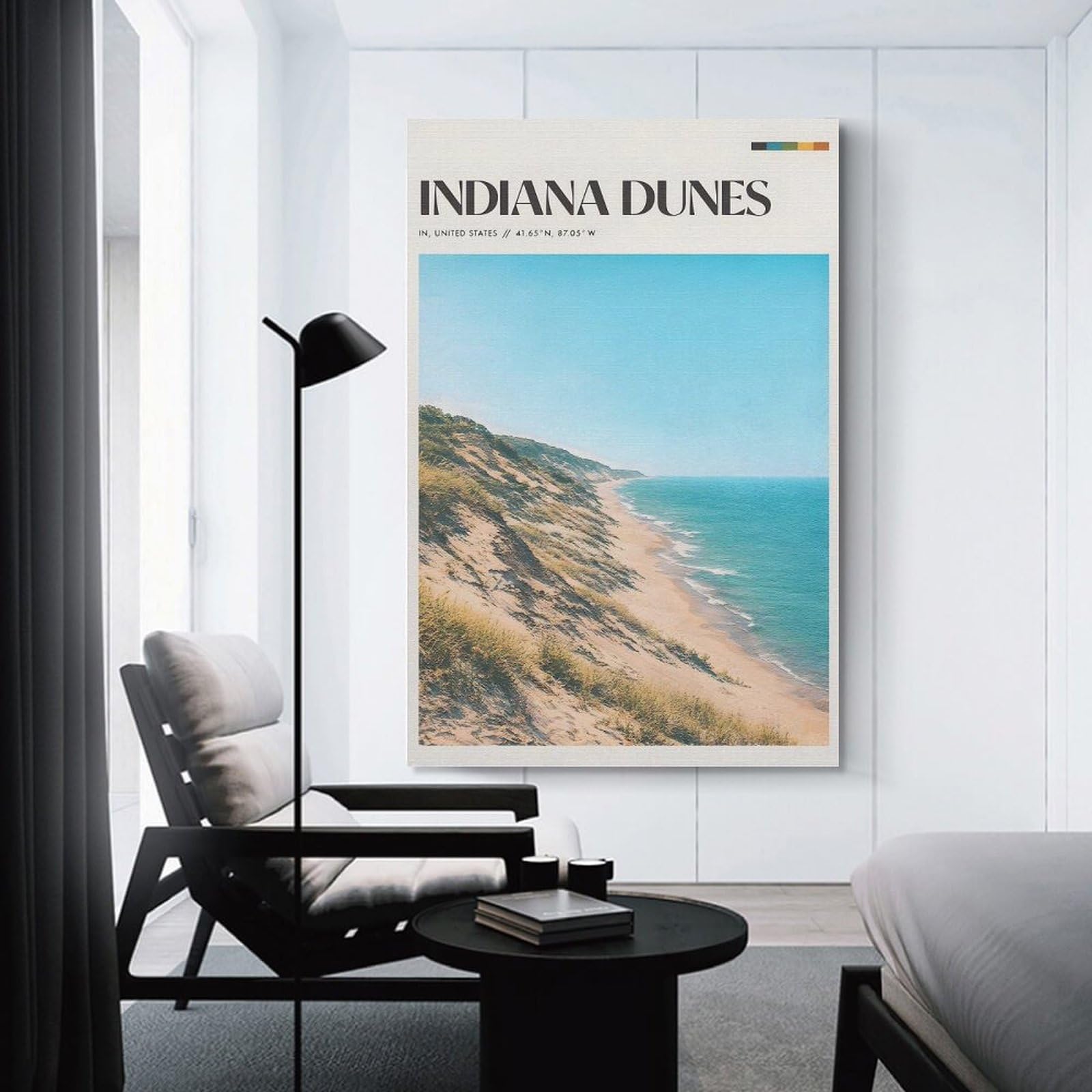 Junmoney Unframe-Style Canvas Wall Picture Indiana Dunes National Park, 24X36inch(60X90cm), For Office, Study Or Home Workspace, Canvas Wall Decor For Creative Rooms