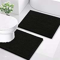 Vista 79 de Smiry - Juego de alfombras de baño de 2 piezas, suaves, absorbentes, de felpilla, lavables a máquina, antideslizantes, para bañera, ducha y piso Gris