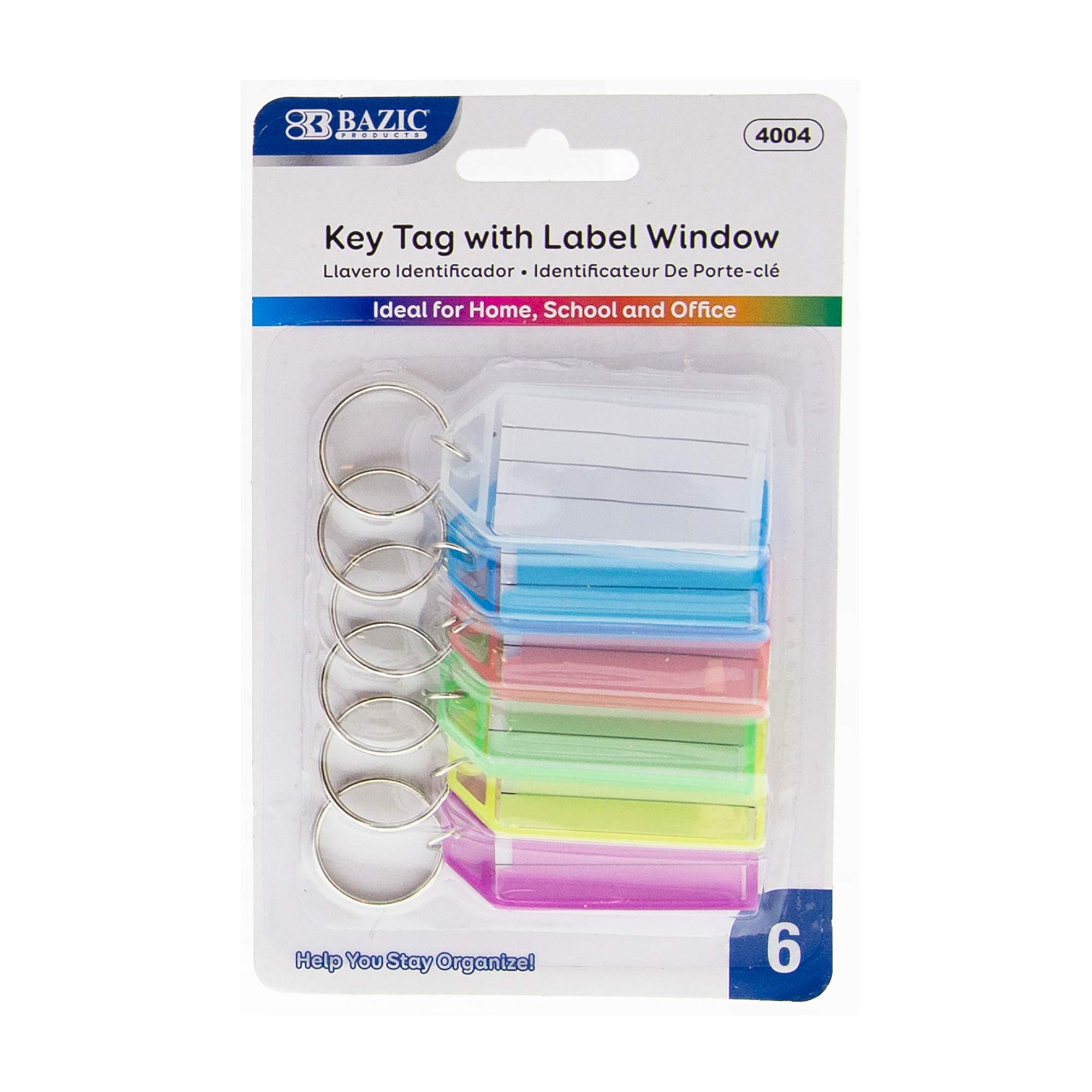 BAZIC ProductsKey Tags w/Holder & Label Window (6/Pack)