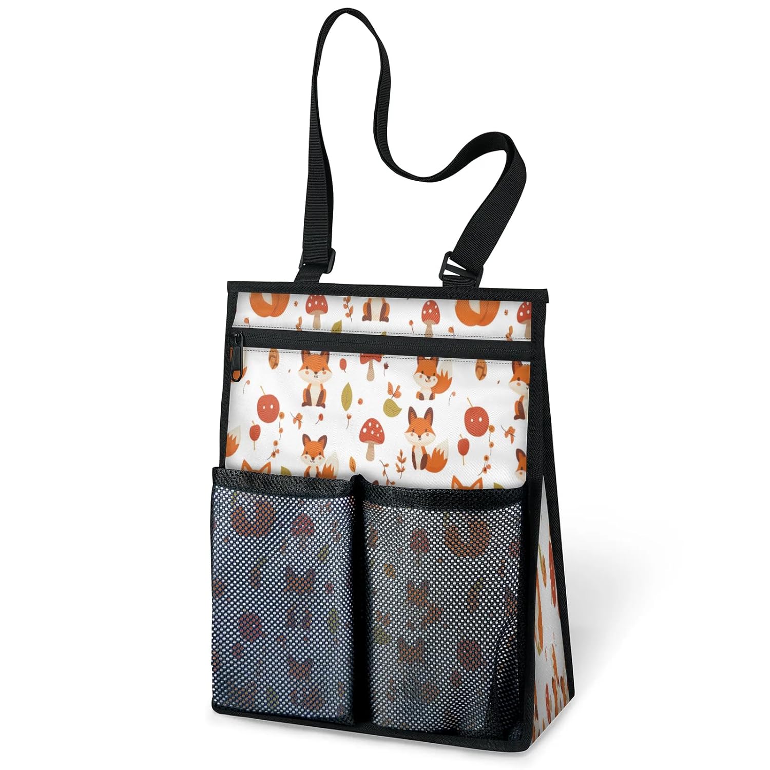 Ourtheme Fox Apple Mushroom Portable Shower Bag for Travel Gym Camp Beach Tote Shower Caddy Bags Hanging Toiletry