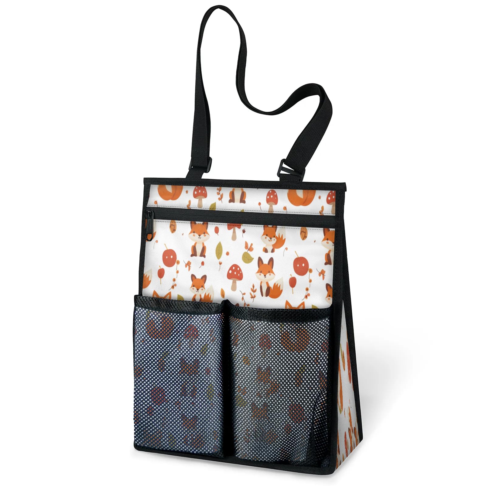 Ourtheme Fox Apple Mushroom Portable Shower Bag for Travel Gym Camp Beach Tote Shower Caddy Bags Hanging Toiletry
