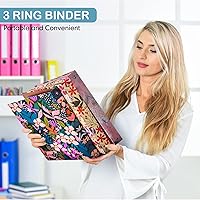 Vista 6 de Yahenda 3 Pieces 3 Ring Binder Cute Binders 1 Inch Marble Binder with 15 Tab Dividers and 3 File Folder Labels Hardcover Decorative Binders for Home