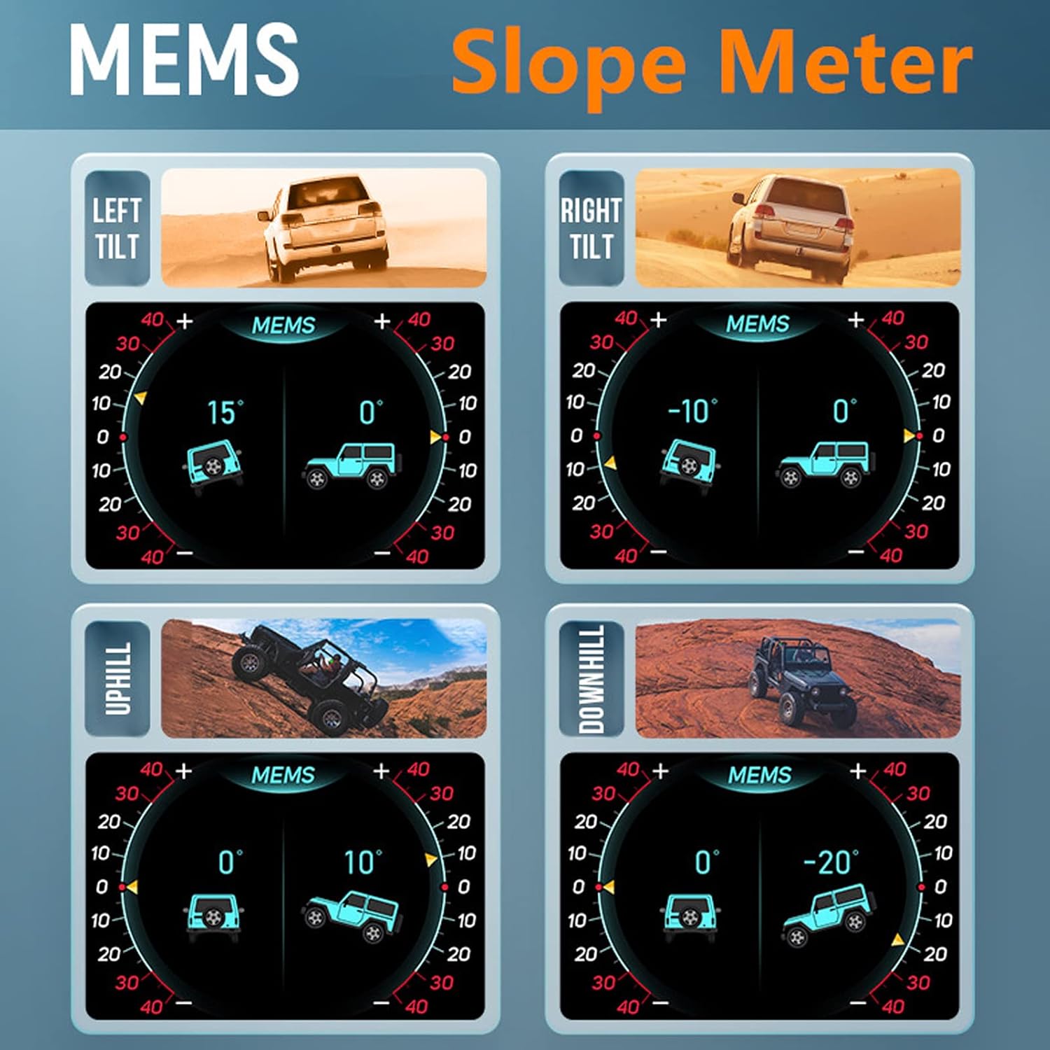 Universal Smart HUD OBD2 GPS Tilt Meter LCD Real-time Vehicle Data for Cars SUVs RVs Pickups Off-Road Performance Display