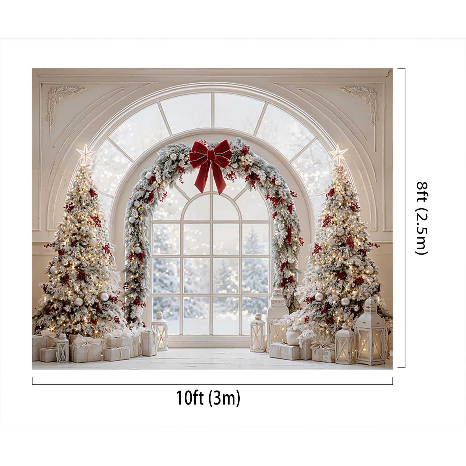 Kate Arco de Navidad Ventana Luminosa Fondo Fotográfico 10x8ft/3x2.5m